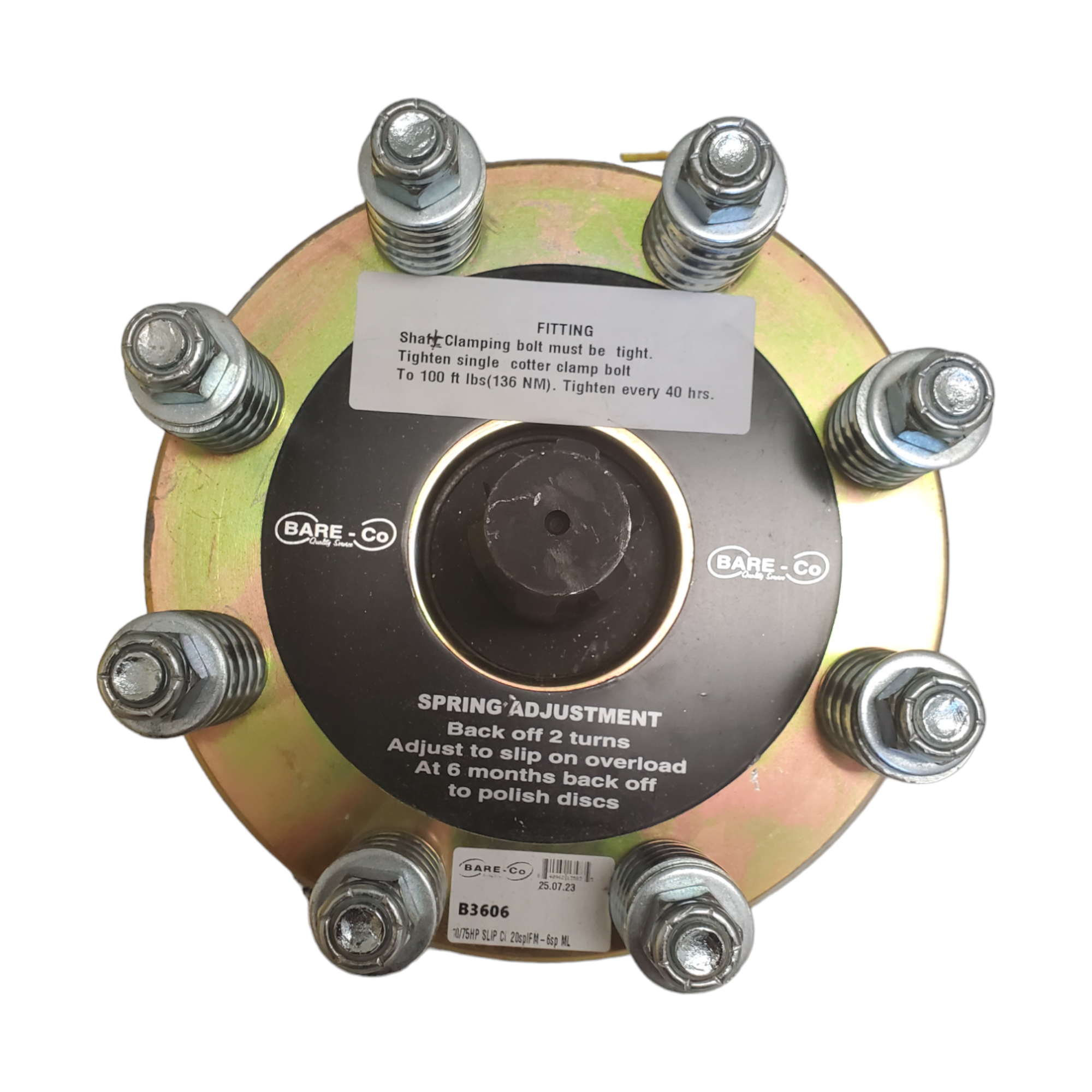 60 HP Slip Clutch With 1 3/4" 20 Splines Female And 1 3/8" 6 Male Splines – Part # B3606