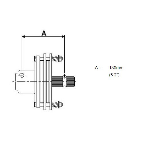 40 HP Slip Clutch with 1 1/4" Round Bore Female and 1 3/8" 6 Splines Male – Part # B4166